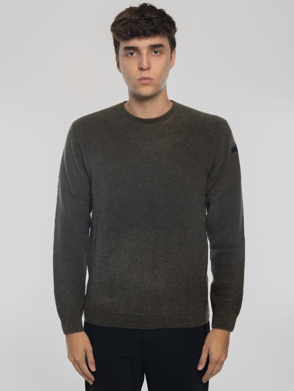 RRD Maglia Girocollo in Lana Bouclé Militare Presa