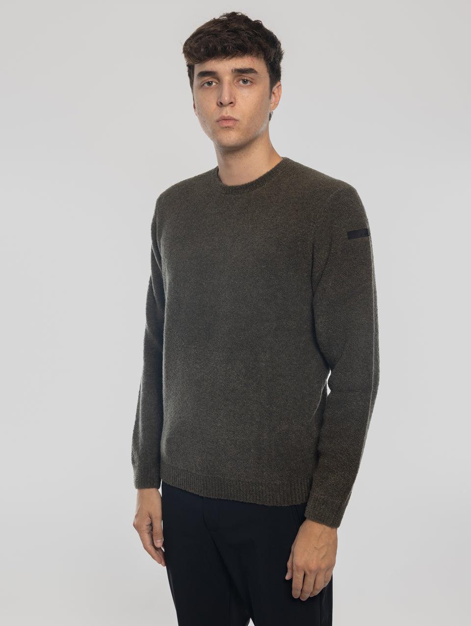 RRD Maglia Girocollo in Lana Bouclé Militare Presa