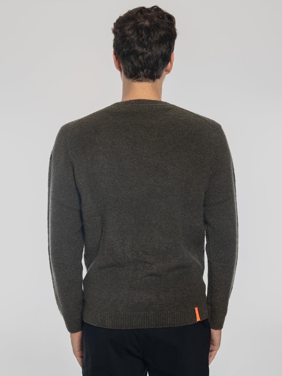 RRD Maglia Girocollo in Lana Bouclé Militare Presa