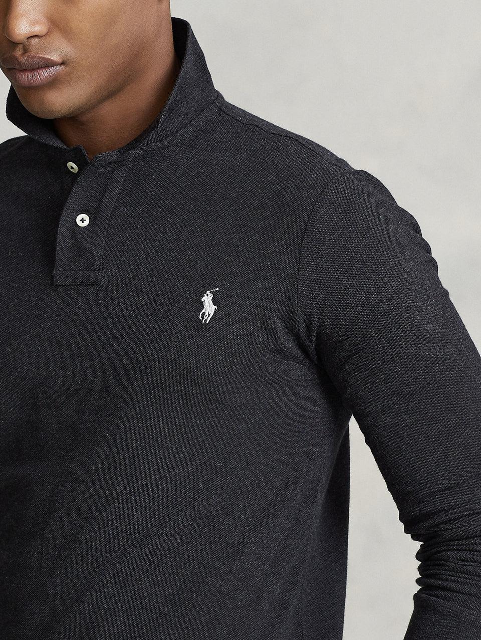 RALPH LAUREN Polo Slim Fit Manica Lunga Antracite Online