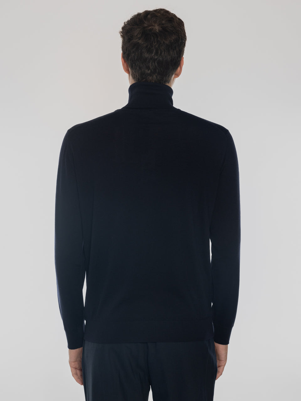ALPHA STUDIO Maglia Collo Alto in Lana Ultrafine Blu Outlet