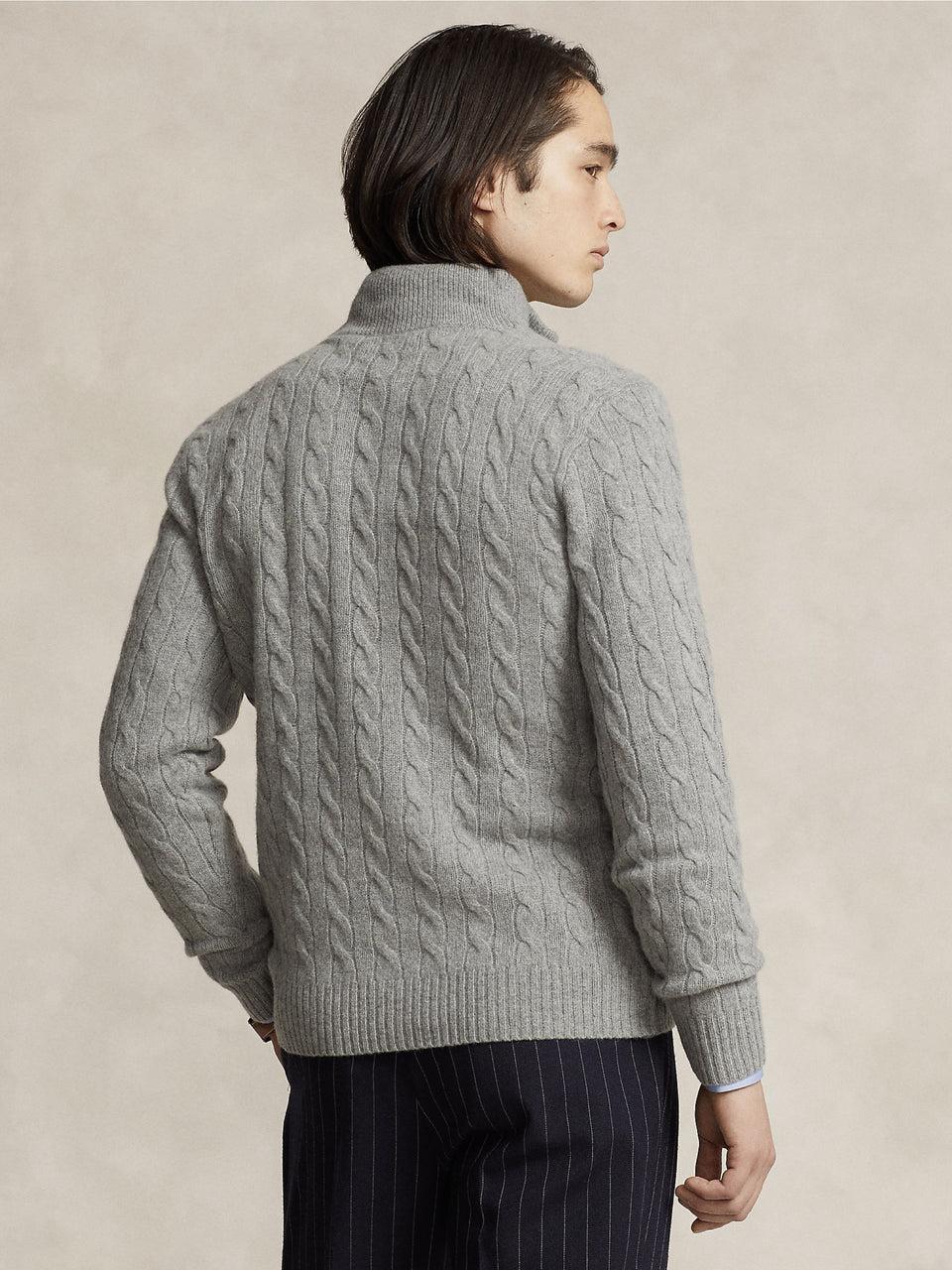 RALPH LAUREN Maglia Mezza Zip a Trecce Grigio Offerte