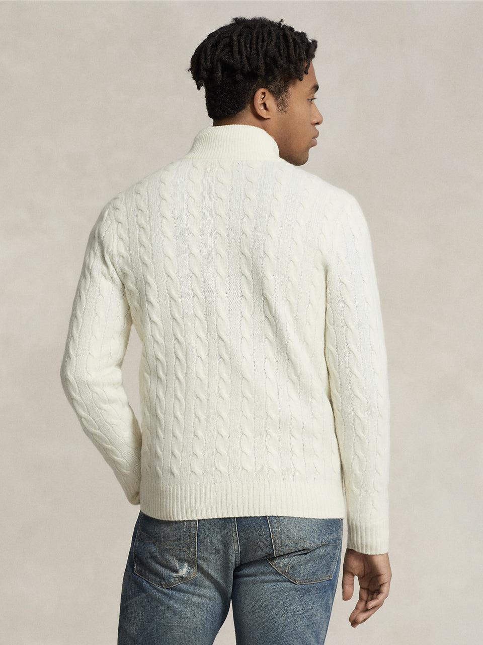 RALPH LAUREN Maglia Mezza Zip a Trecce Crema Hotsell
