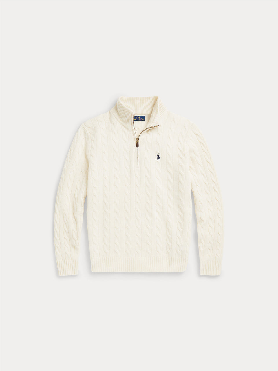 RALPH LAUREN Maglia Mezza Zip a Trecce Crema Hotsell