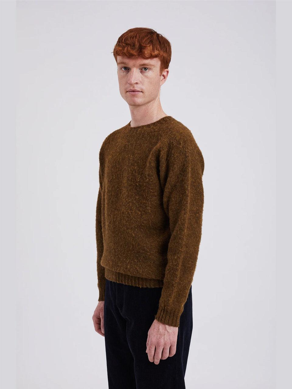 NORSE PROJECTS Maglia Girocollo in Lana Scozzese Birnir Oliva Offerta natalizia