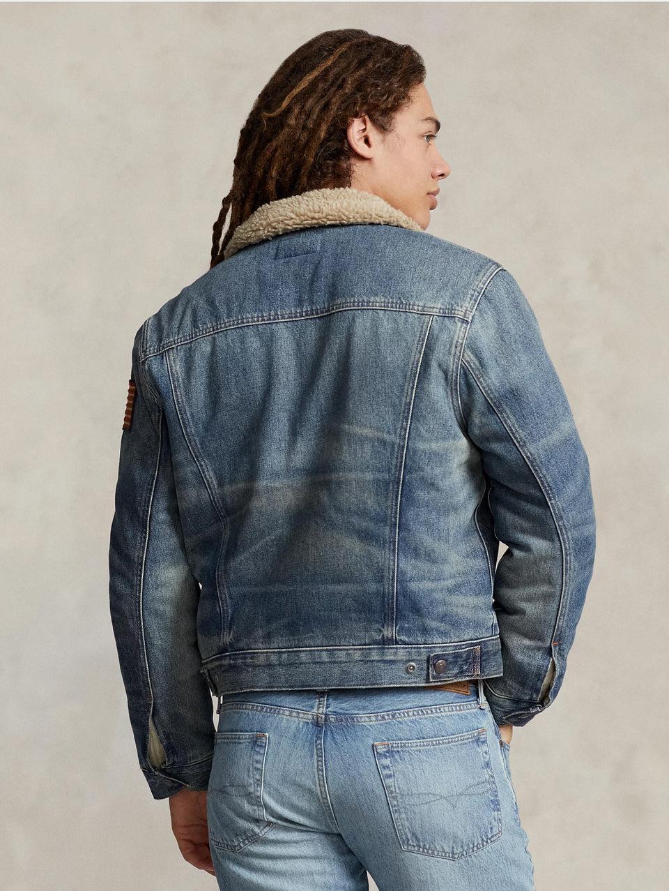 RALPH LAUREN Giacca in Denim con Fodera in Pile Blu Promozione