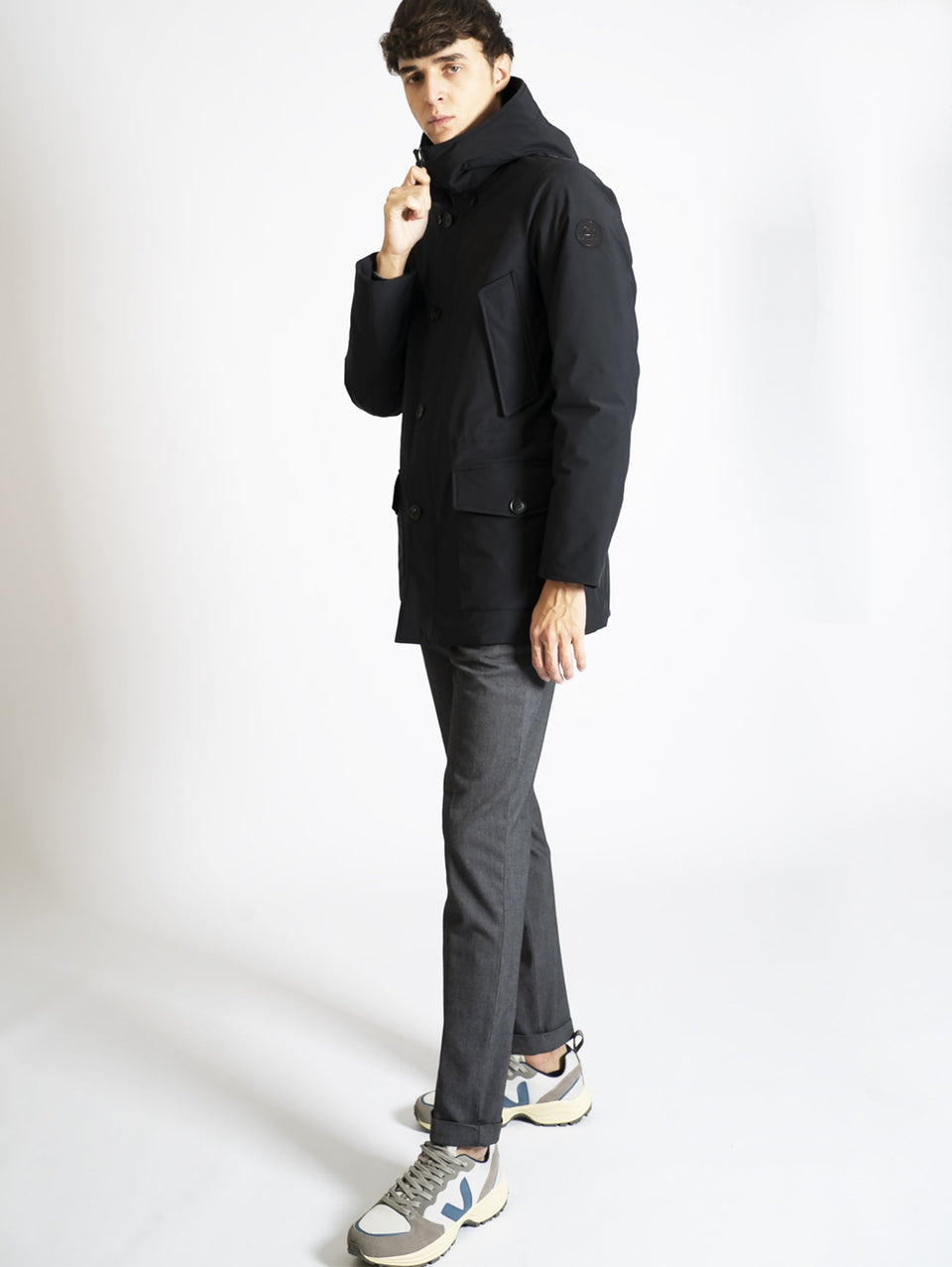 WOOLRICH Parka Arctic in Tessuto Stretch Nero Shopping Online