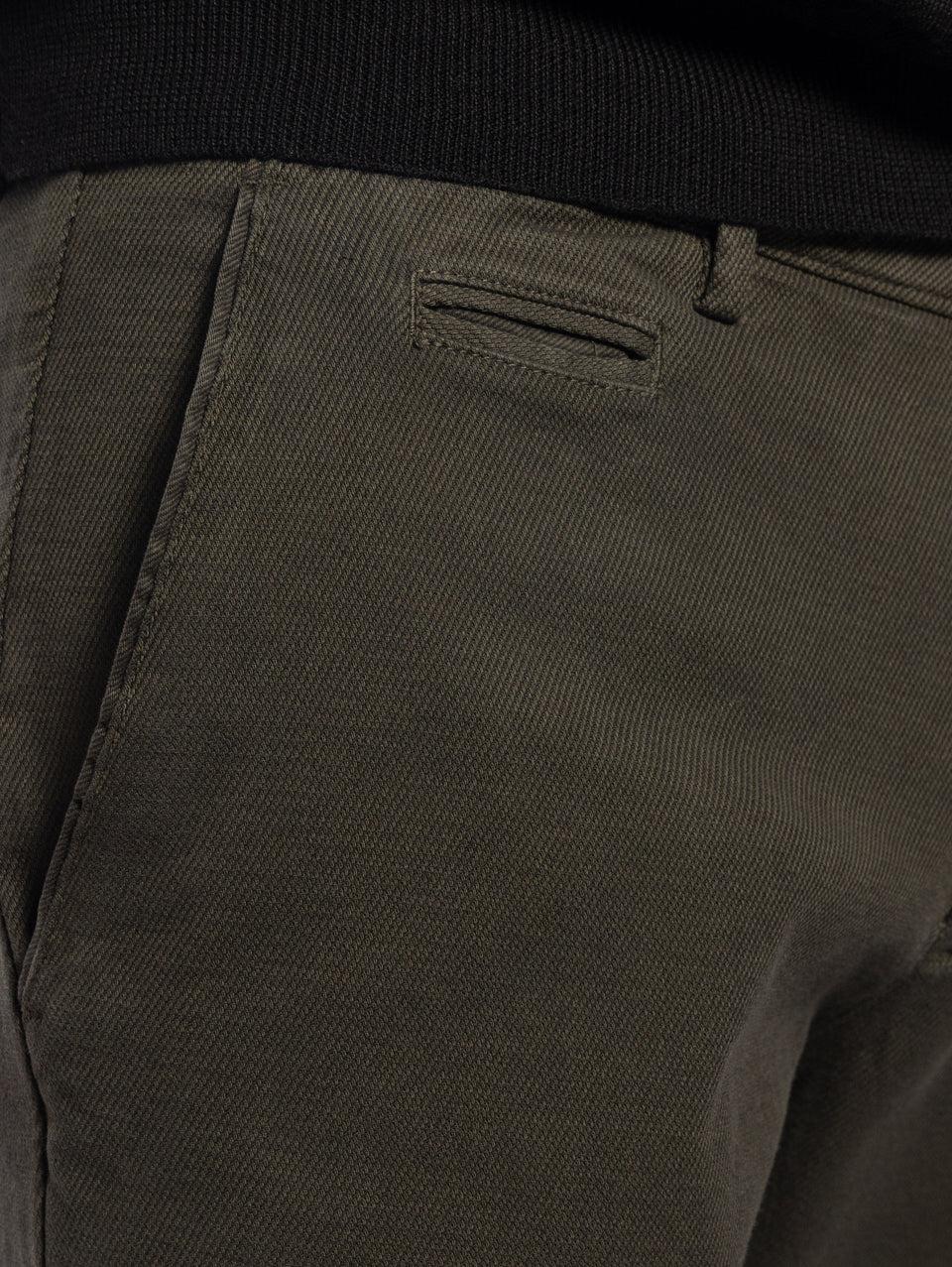 BRIGLIA 1949 Pantaloni Slim in Cotone Armaturato Verde Ultimo giorno