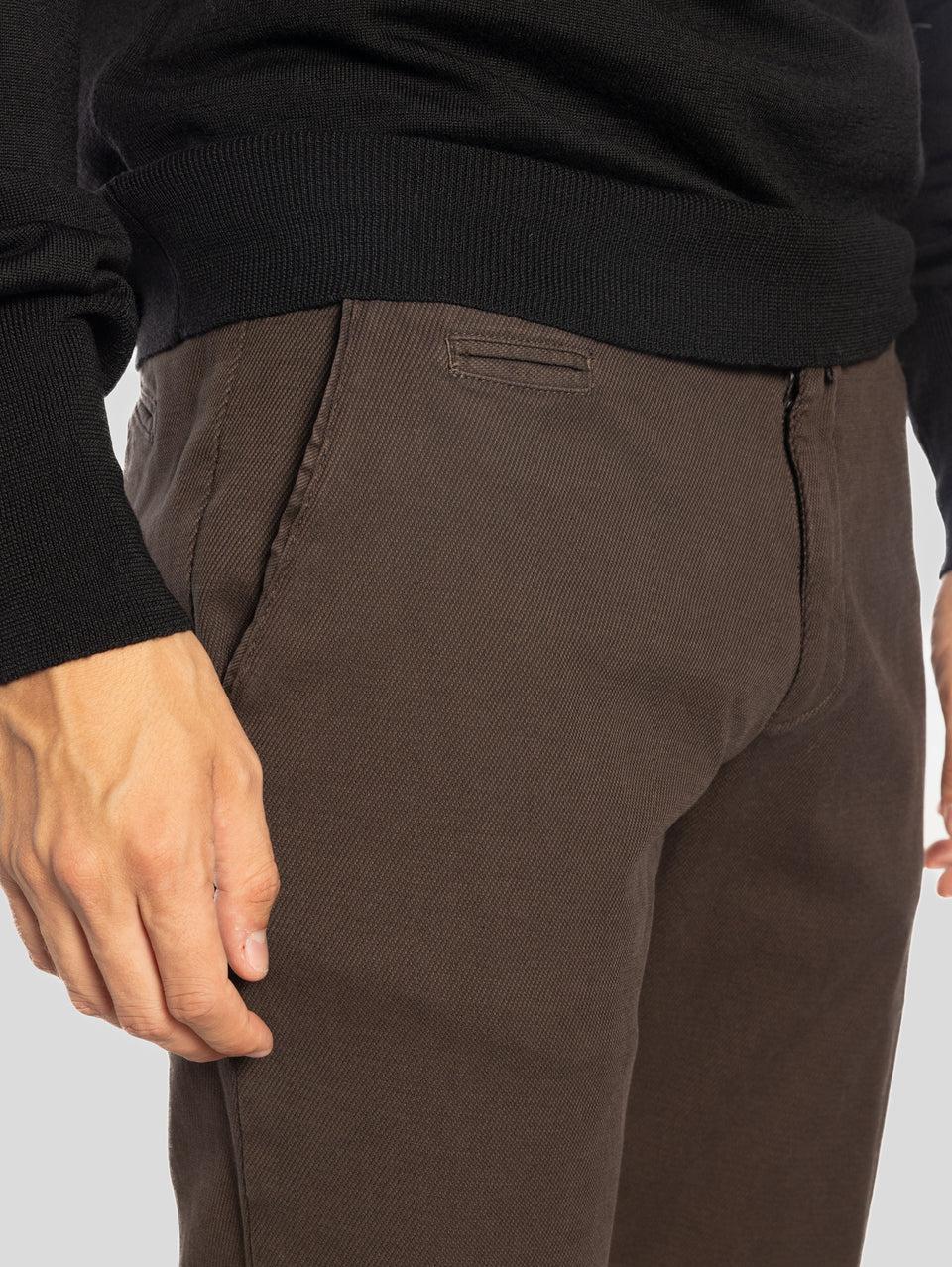 BRIGLIA 1949 Pantaloni Slim in Cotone Armaturato Marrone Offerta