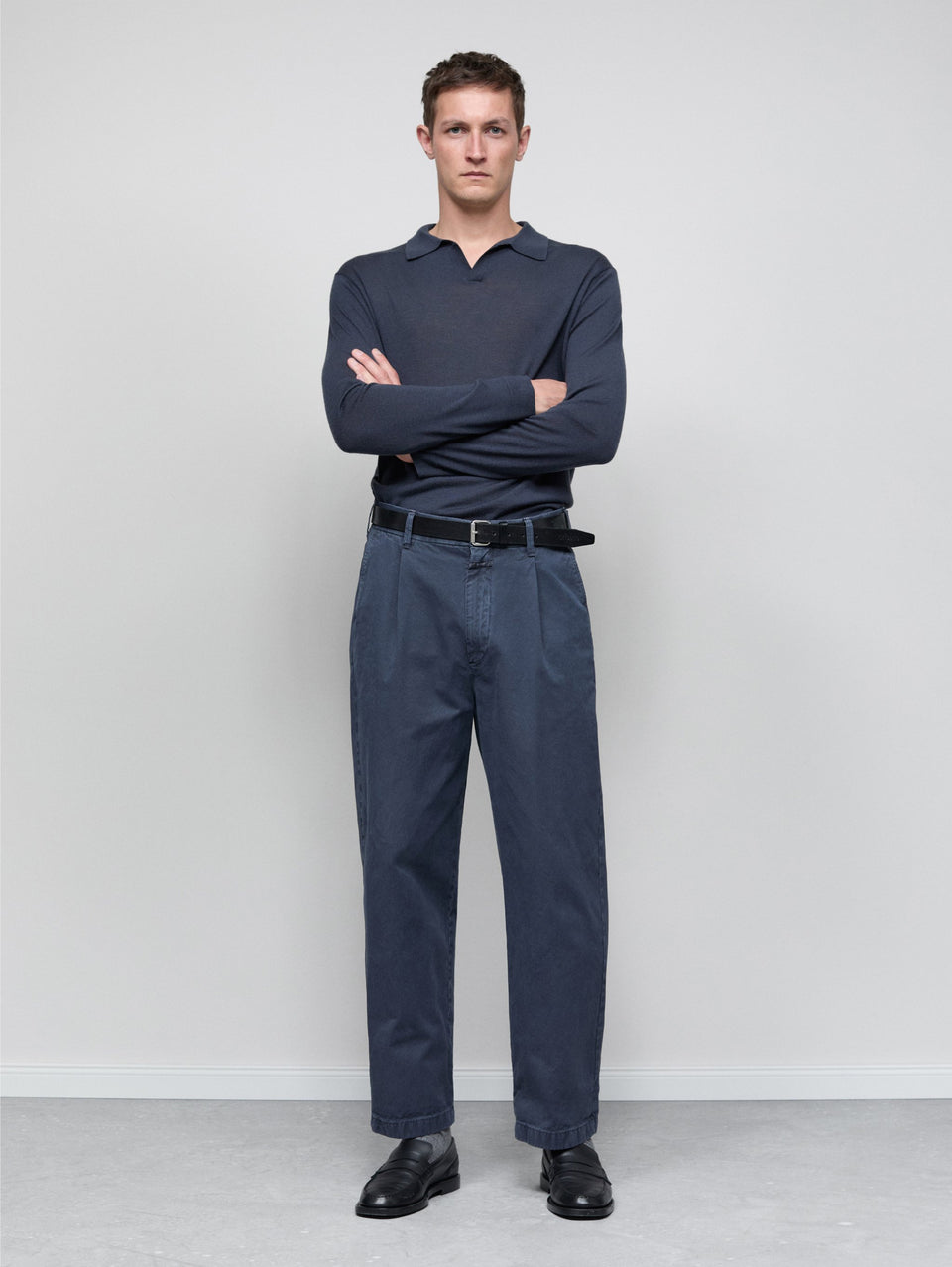 CLOSED Pantaloni Ampi con Pences Blu Fumo Outlet