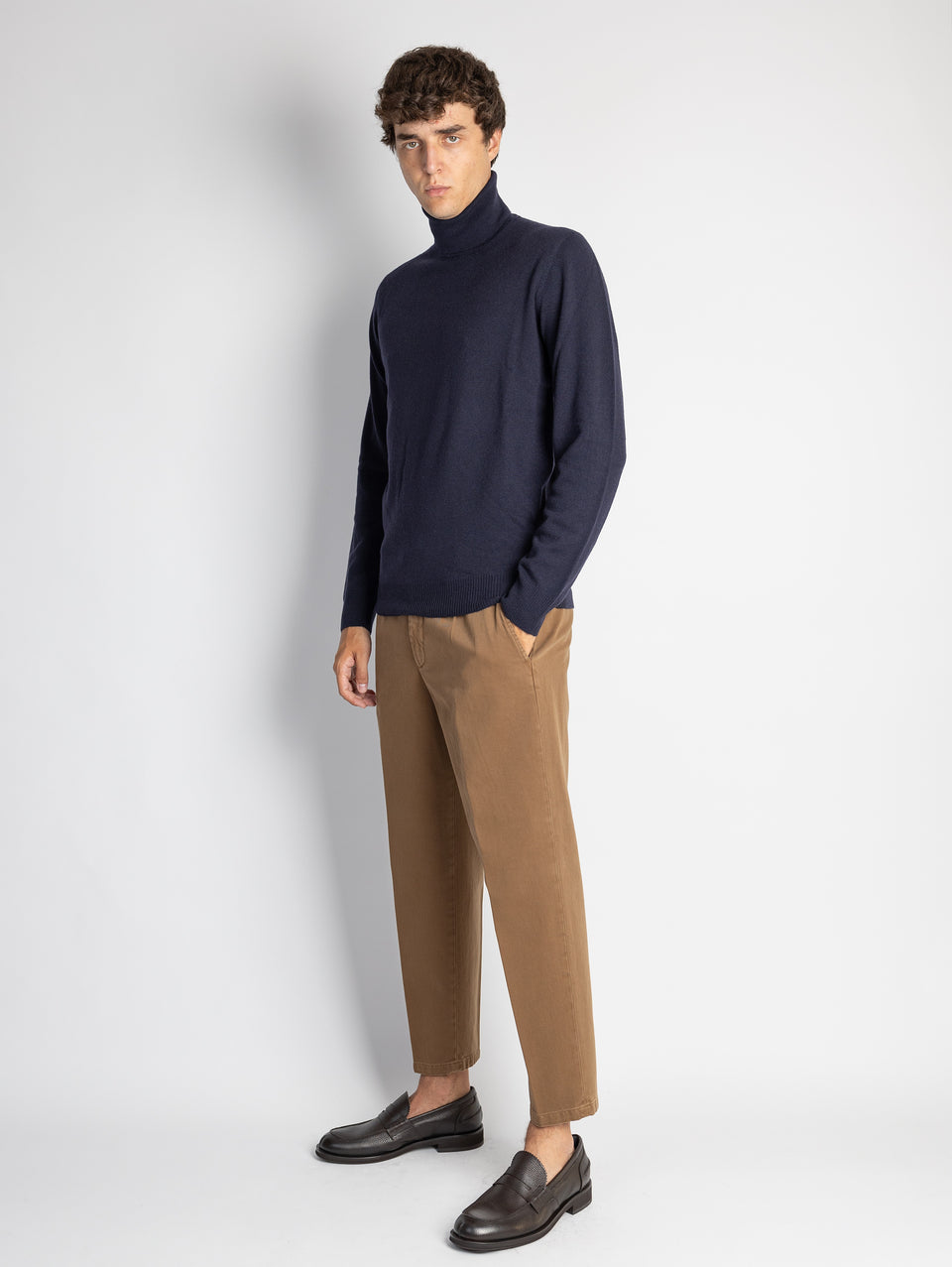 BRIGLIA 1949 Pantaloni in Bull Denim con Pinces Tabacco Vendita Calda