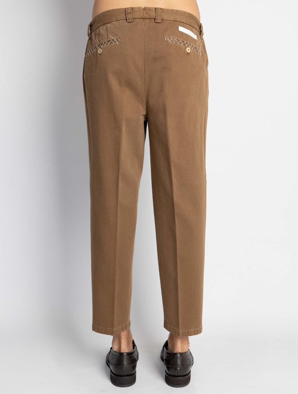BRIGLIA 1949 Pantaloni in Bull Denim con Pinces Tabacco Vendita Calda