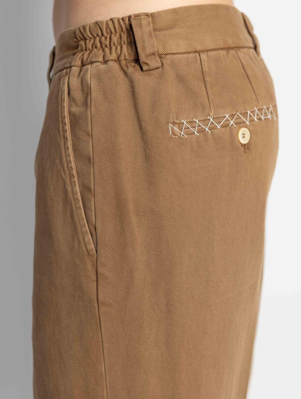 BRIGLIA 1949 Pantaloni in Bull Denim con Pinces Tabacco Vendita Calda