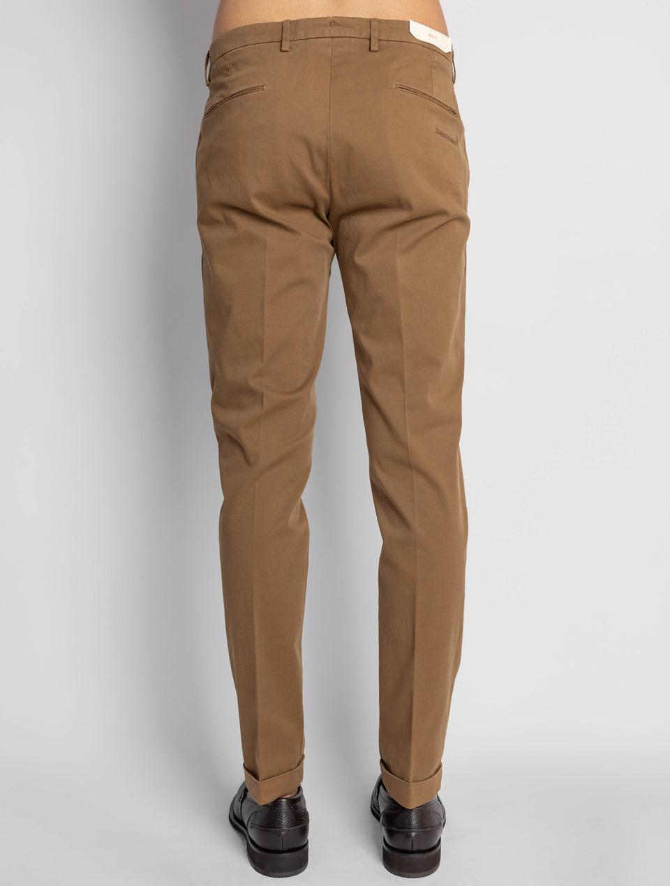 BRIGLIA 1949 Pantaloni Slim Fit in Armatura di Cotone Tabacco Saldi Di Fabbrica