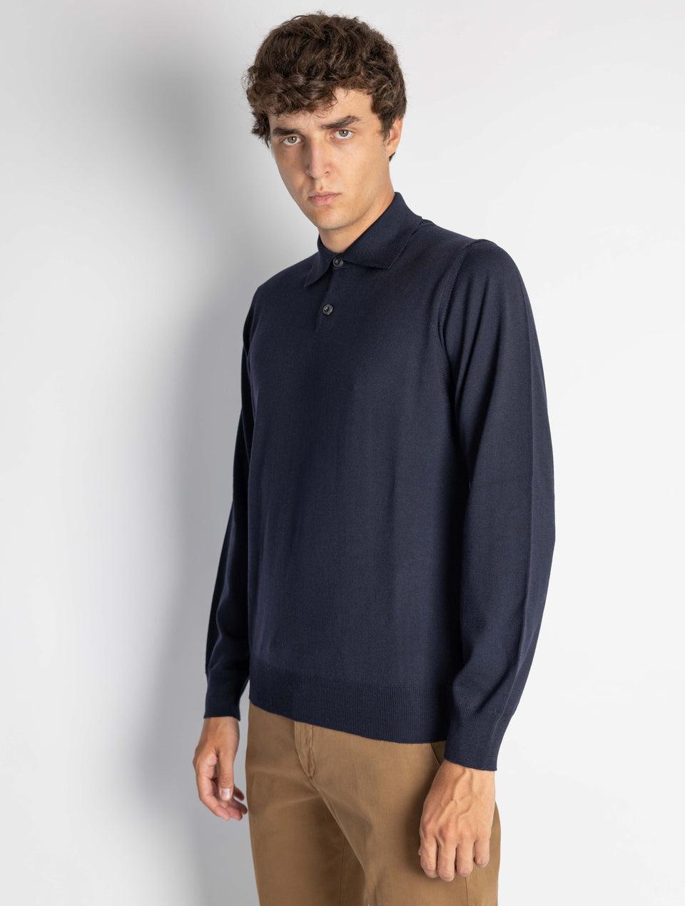 ALPHA STUDIO Polo Manica Lunga Blu In Saldo