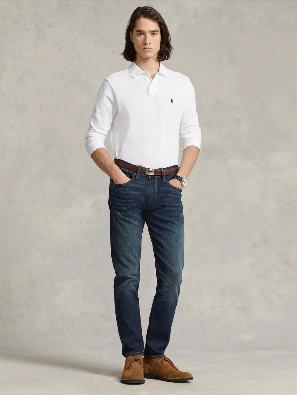 RALPH LAUREN Polo Slim Fit Manica Lunga Bianco Moda
