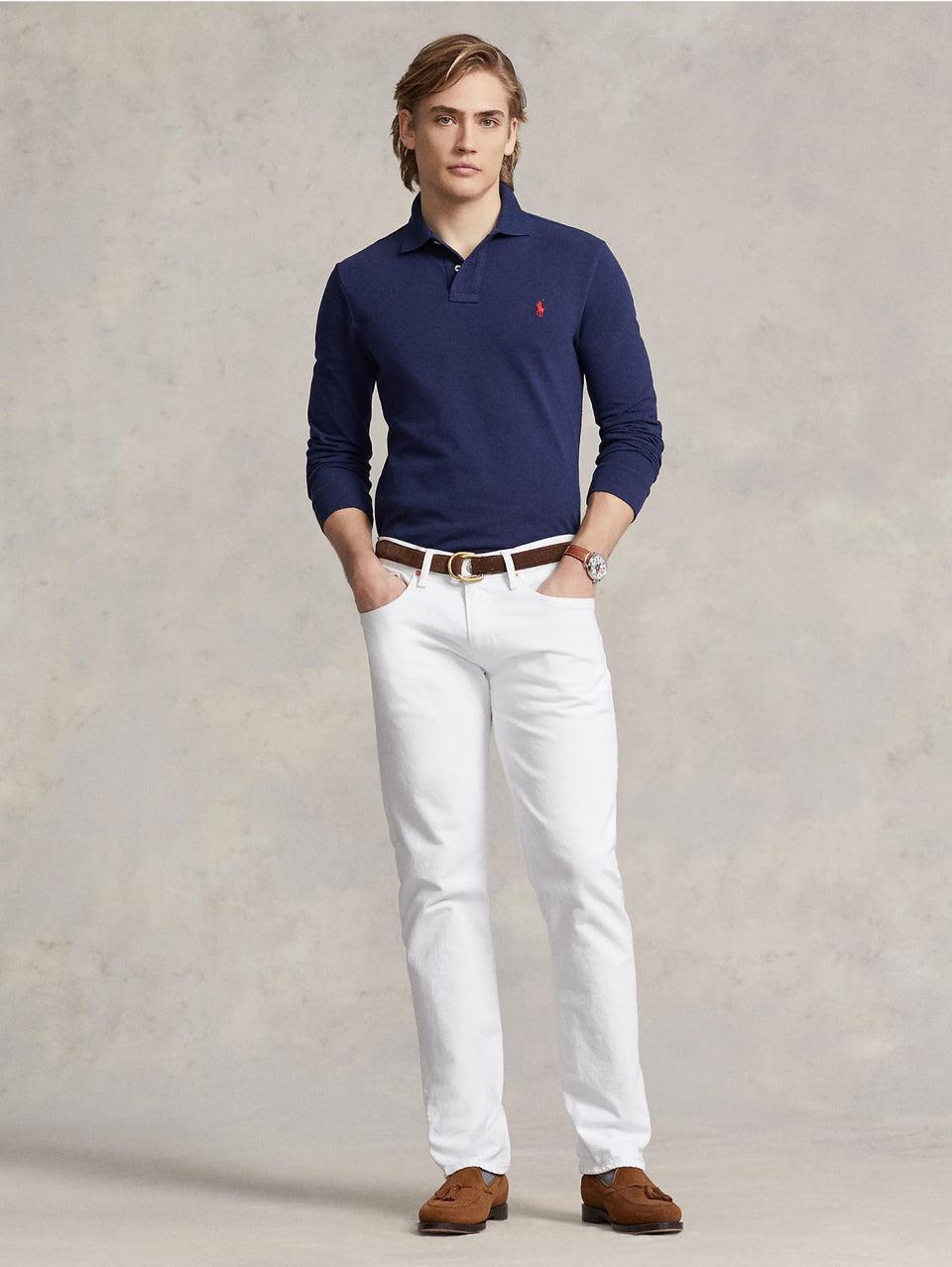 RALPH LAUREN Polo Slim Fit Manica Lunga Blu 2025