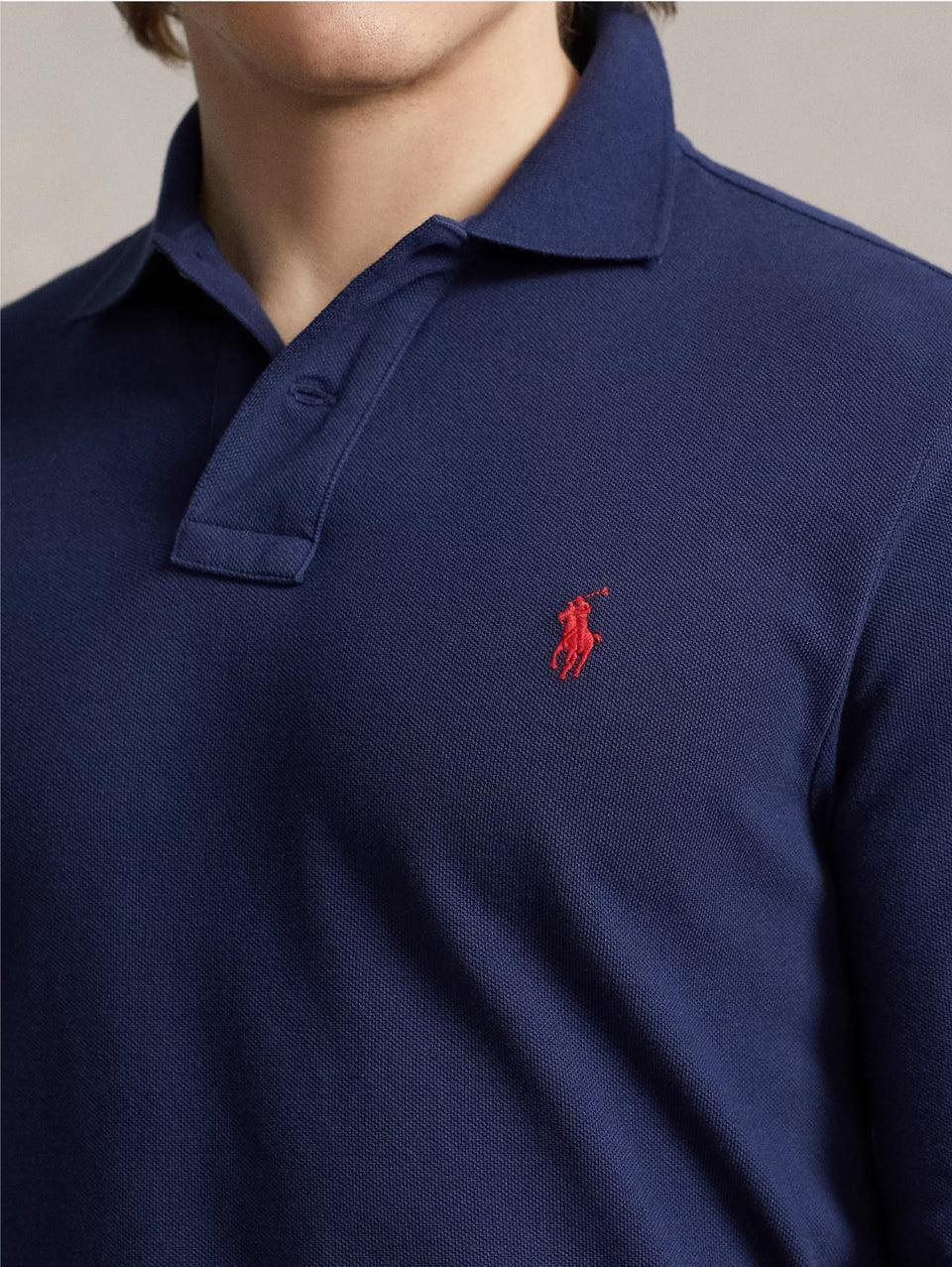 RALPH LAUREN Polo Slim Fit Manica Lunga Blu 2025