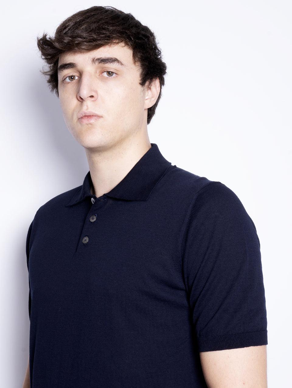 ALPHA STUDIO Polo con Tre Bottoni Blu Notte Promozione