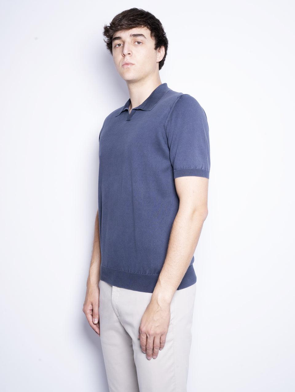 ALPHA STUDIO Polo in Cotone Tinto in Capo Blu Qualità Garantita