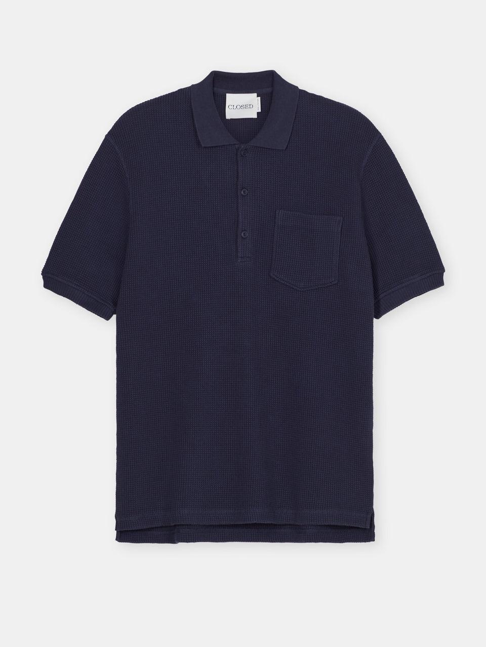 CLOSED Polo in Tessuto Waffle Blu Acquista Ora