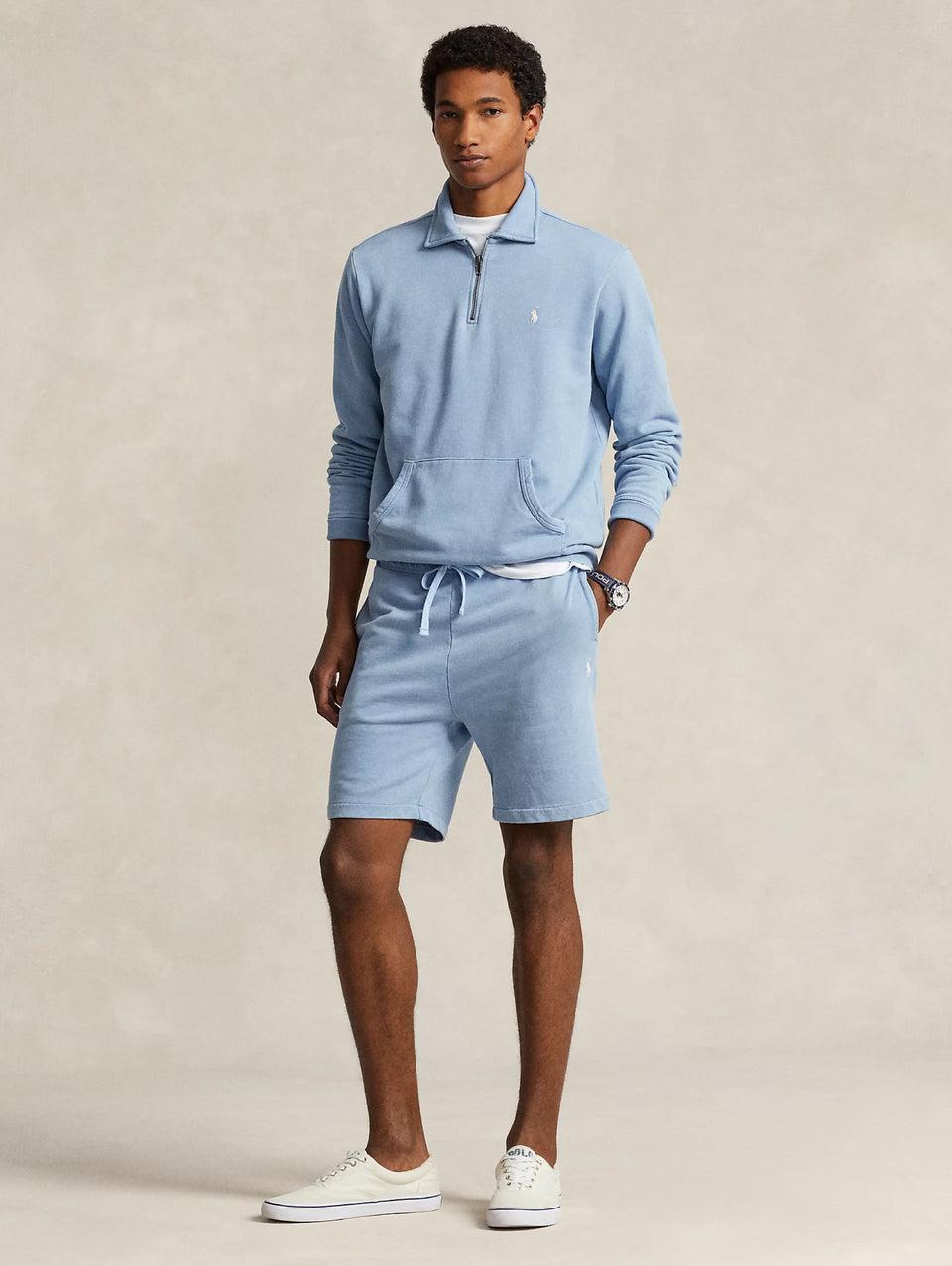 RALPH LAUREN Shorts in Cotone Loopback Celeste Consegna Veloce