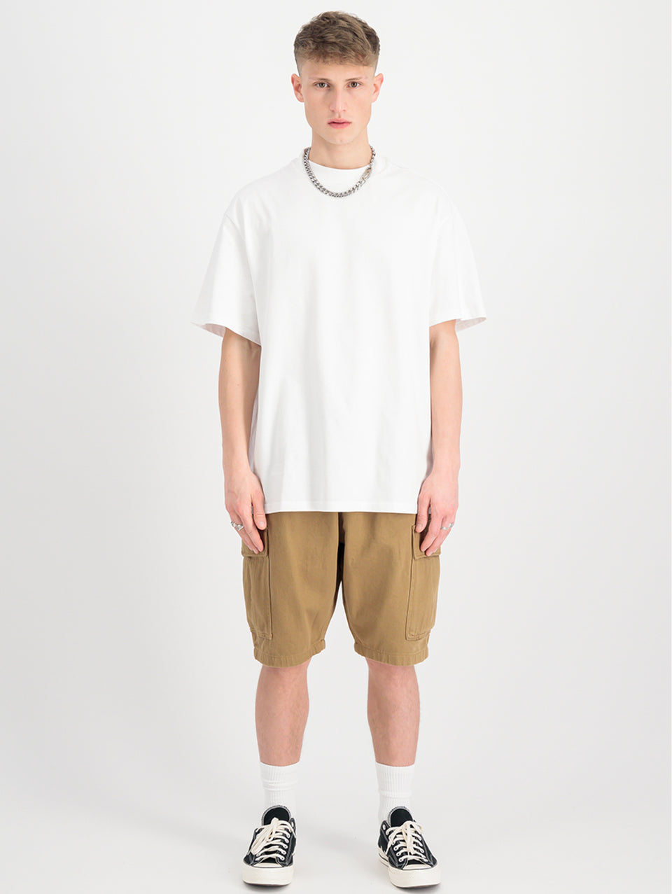 ALPHA INDUSTRIES Shorts Cargo con Pince in Twill di Cotone Khaki Fino Al -60%