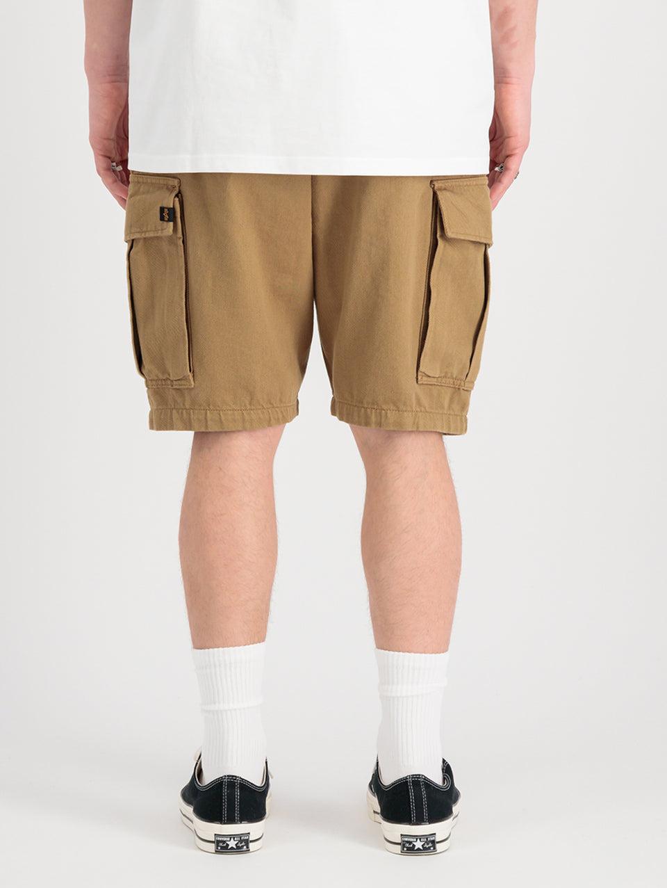 ALPHA INDUSTRIES Shorts Cargo con Pince in Twill di Cotone Khaki Fino Al -60%