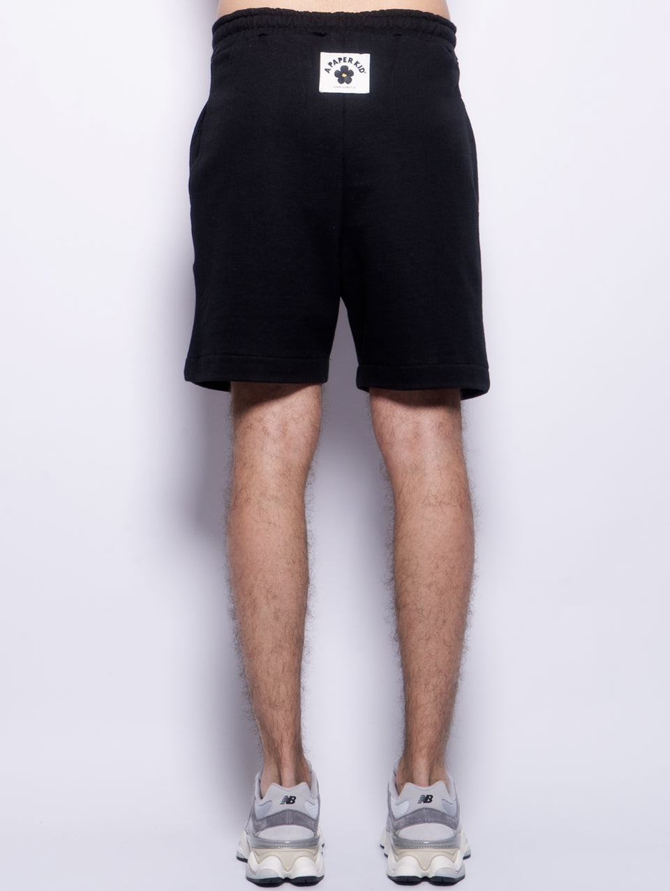 A PAPER KID Shorts in Felpa con Pince Nero Presa