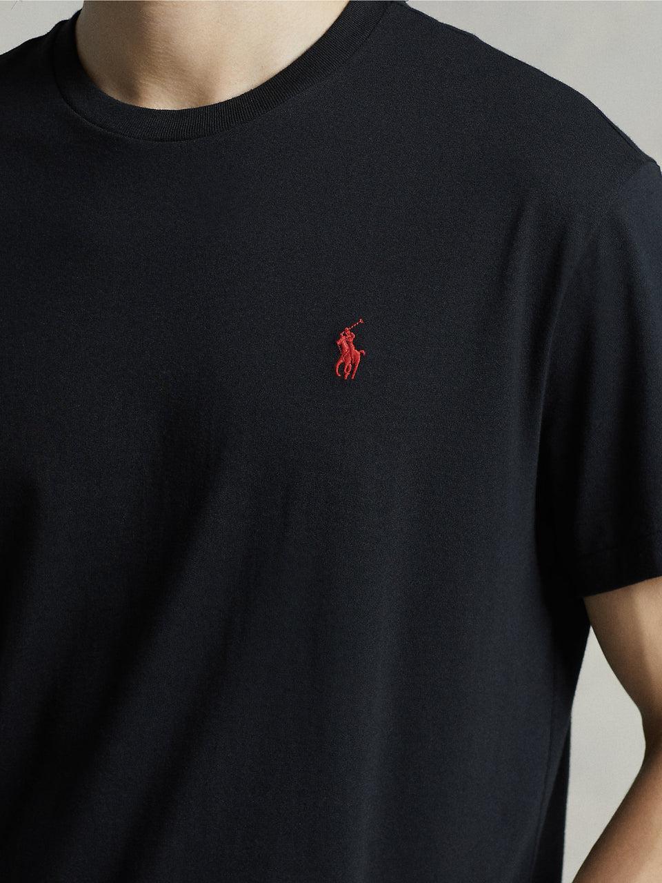 RALPH LAUREN T-shirt in Cotone Basica Nero Vendita Calda