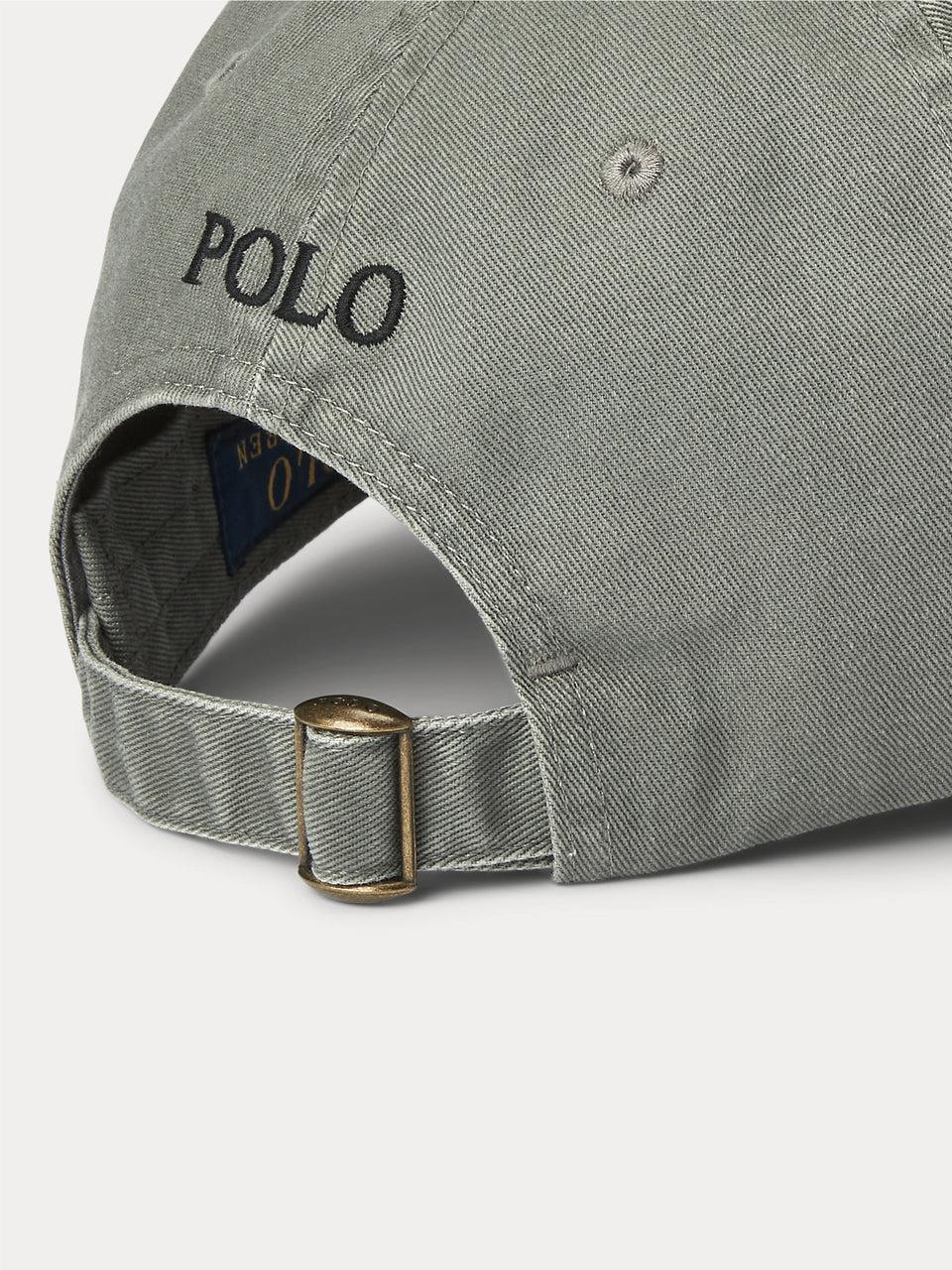 RALPH LAUREN Cappello da Baseball in Chino di Cotone Grigio Nuovo