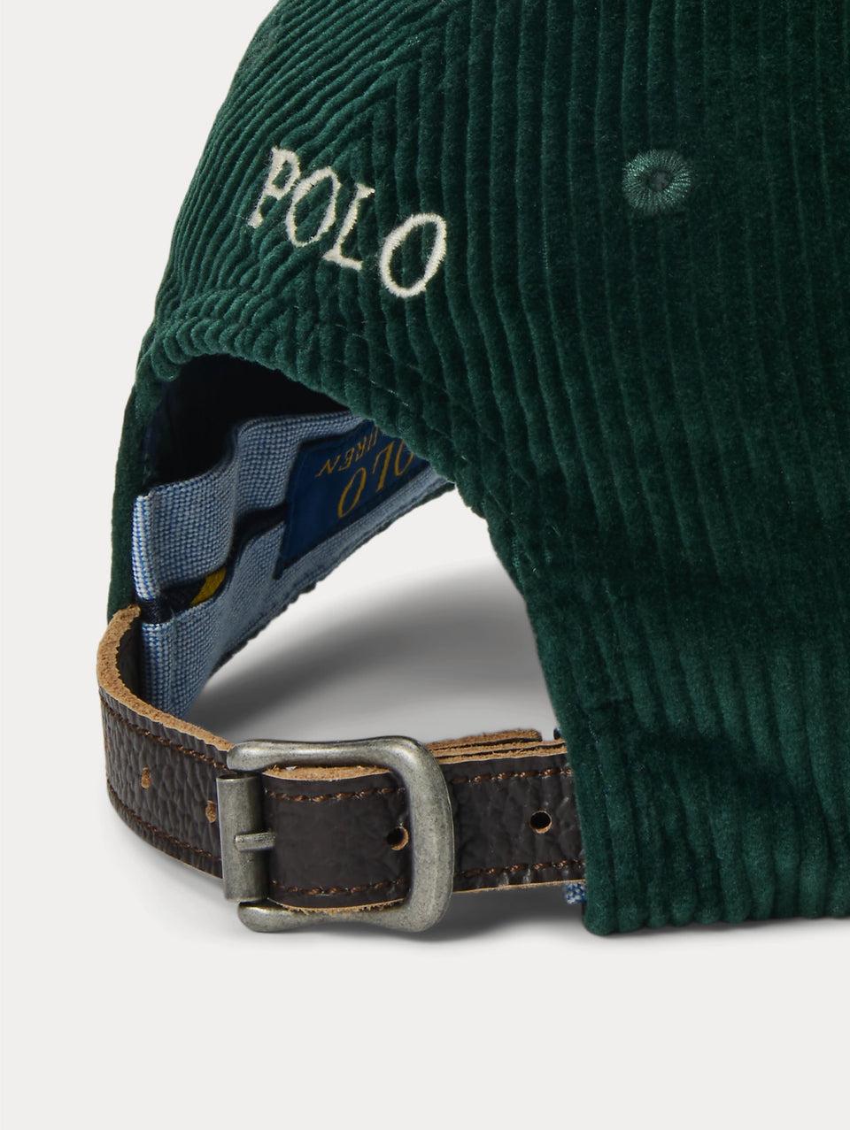 RALPH LAUREN Cappello in Velluto a Coste Verde Sconto