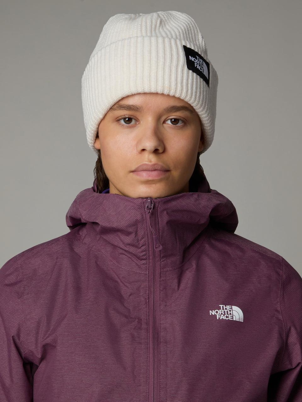 THE NORTH FACE Berretto in Maglia a Coste con Logo Bianco In Vendita