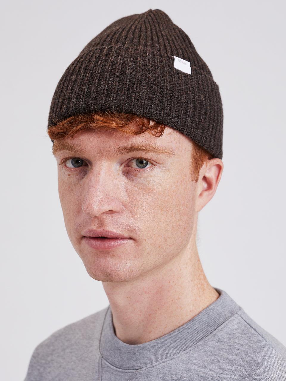 NORSE PROJECTS Berretto in Lana a Coste Marrone Saldi Di Fabbrica