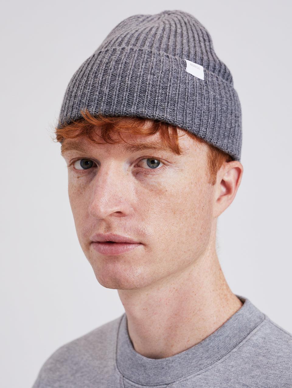 NORSE PROJECTS Berretto in Lana a Coste Grigio Negozio