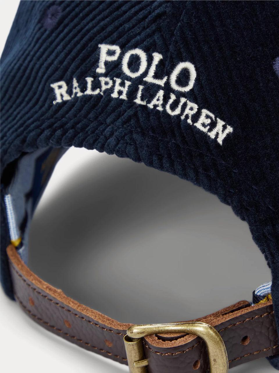 RALPH LAUREN Cappello in Velluto a Coste Blu In Saldo