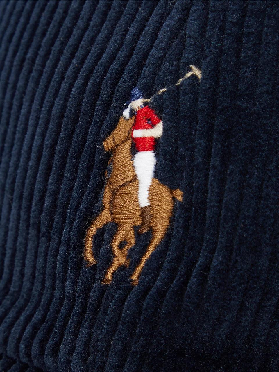 RALPH LAUREN Cappello in Velluto a Coste Blu In Saldo