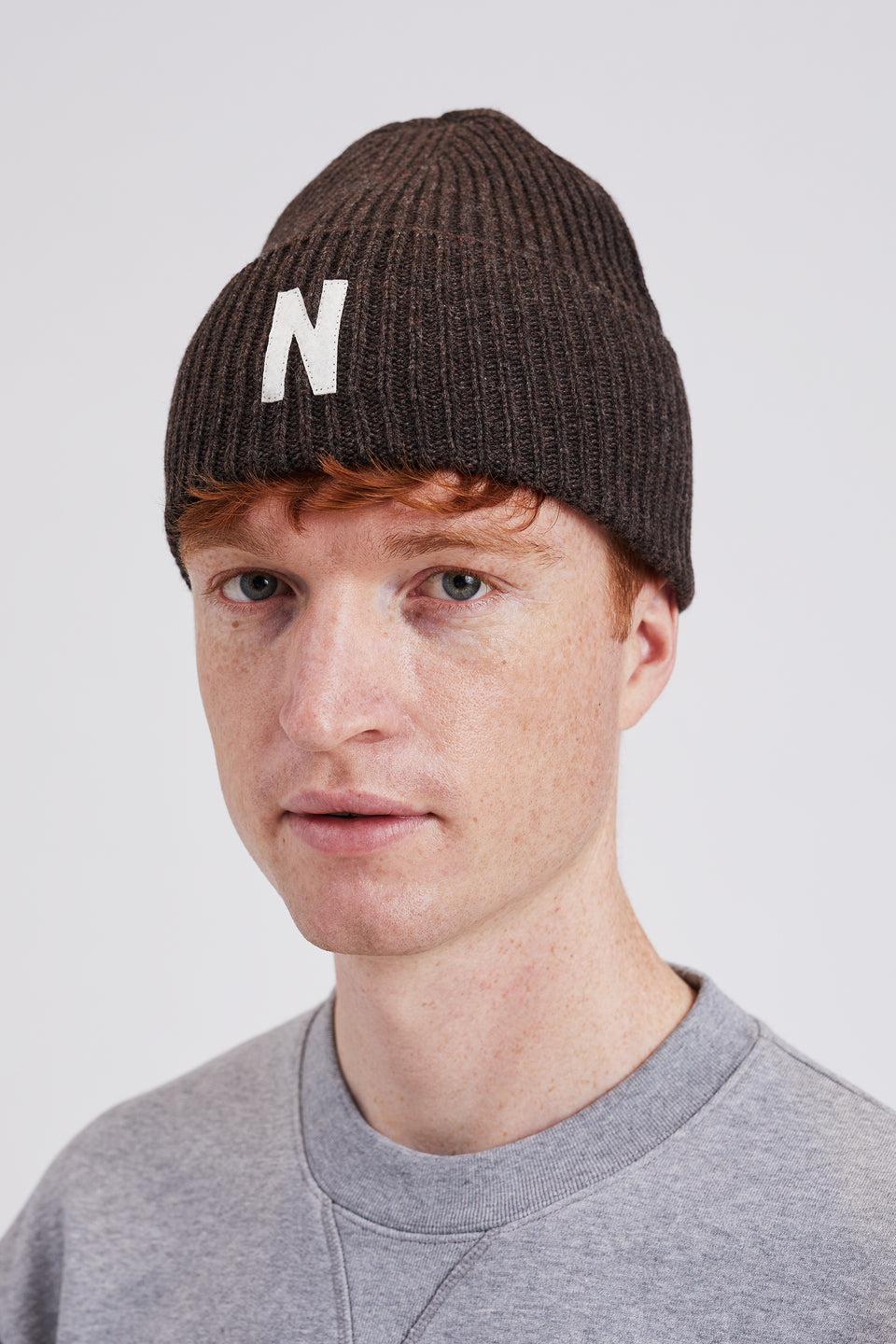 NORSE PROJECTS Capello Beanie in Lana Merinos Marrone 2025