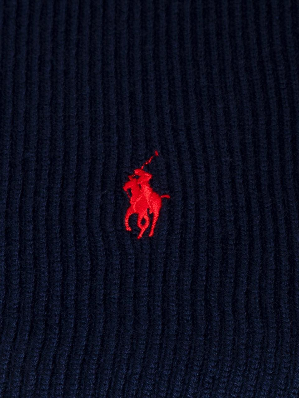 RALPH LAUREN Sciarpa con Lavorazione a Coste Blu Fino Al -60%