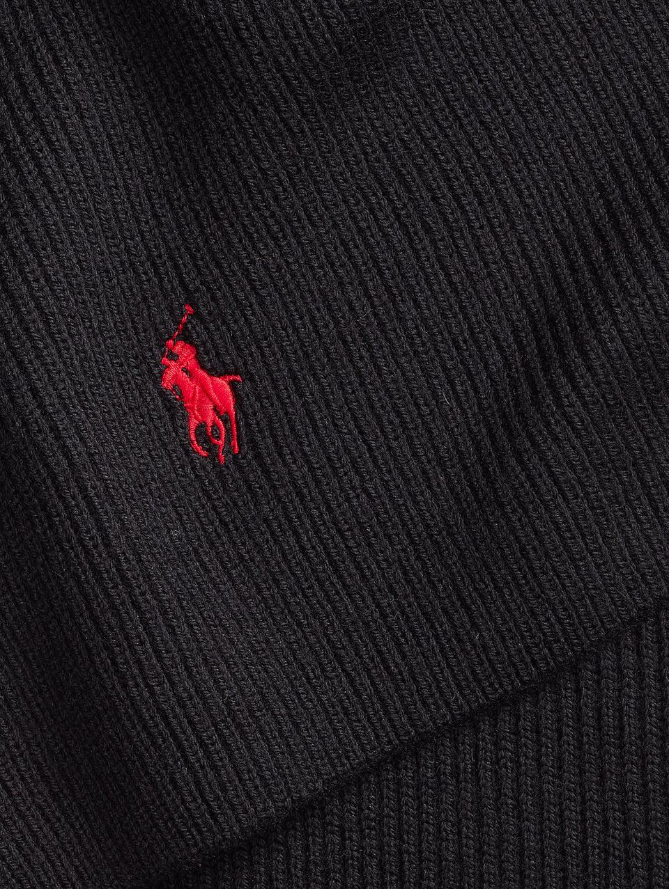 RALPH LAUREN Sciarpa con Lavorazione a Coste Nero Shopping Online