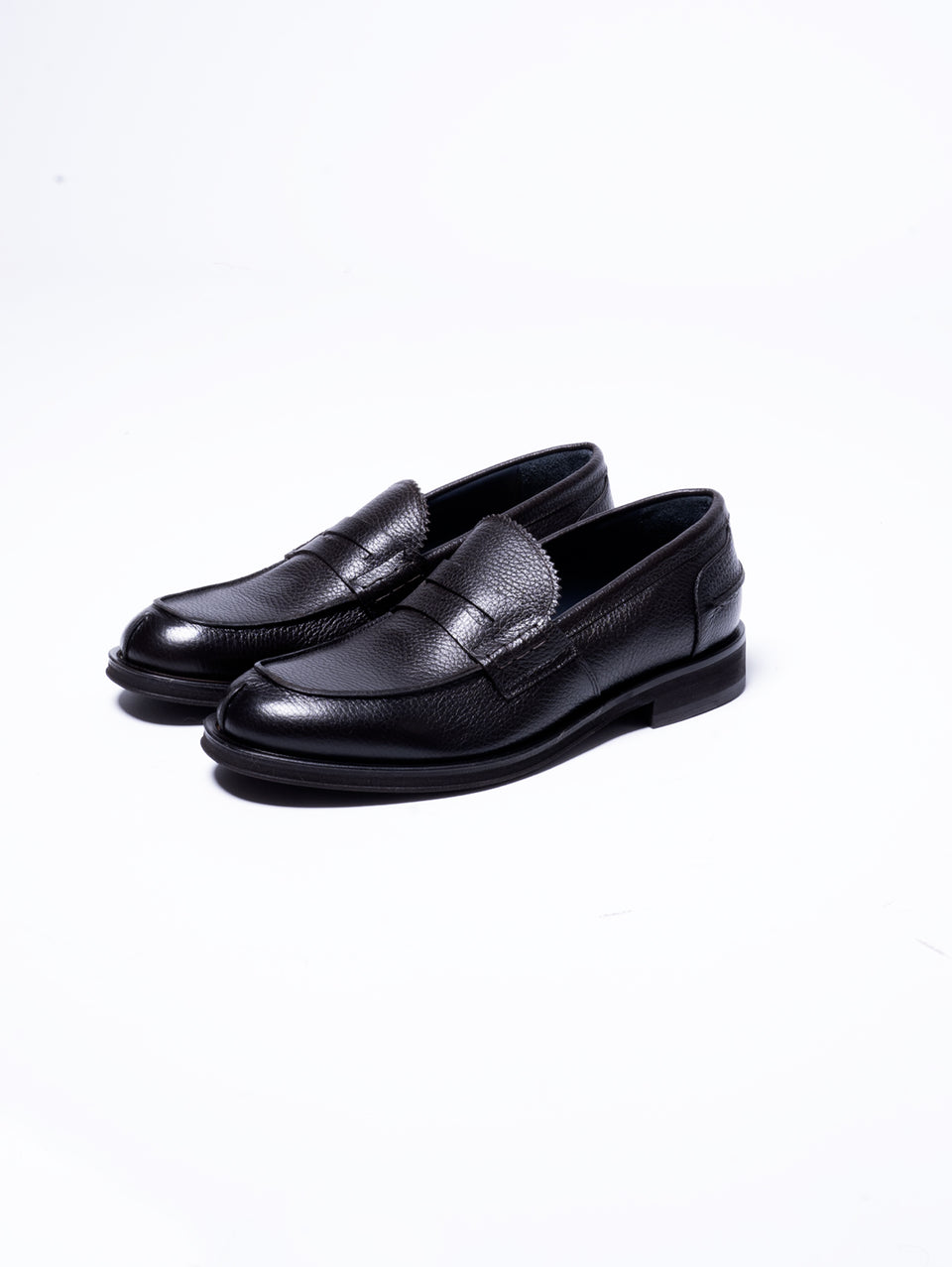 GEORGE HOL'S Mocassino Penny Loafer in Pelle Martellata Testa di Moro Italy