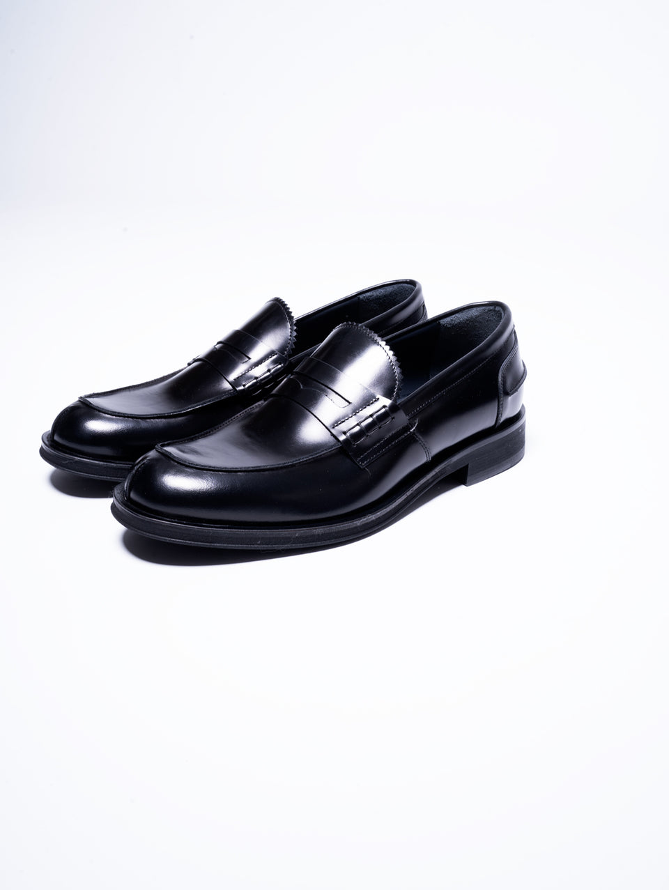 GEORGE HOL'S Mocassino Penny Loafer in Abrasivato Nero Italia
