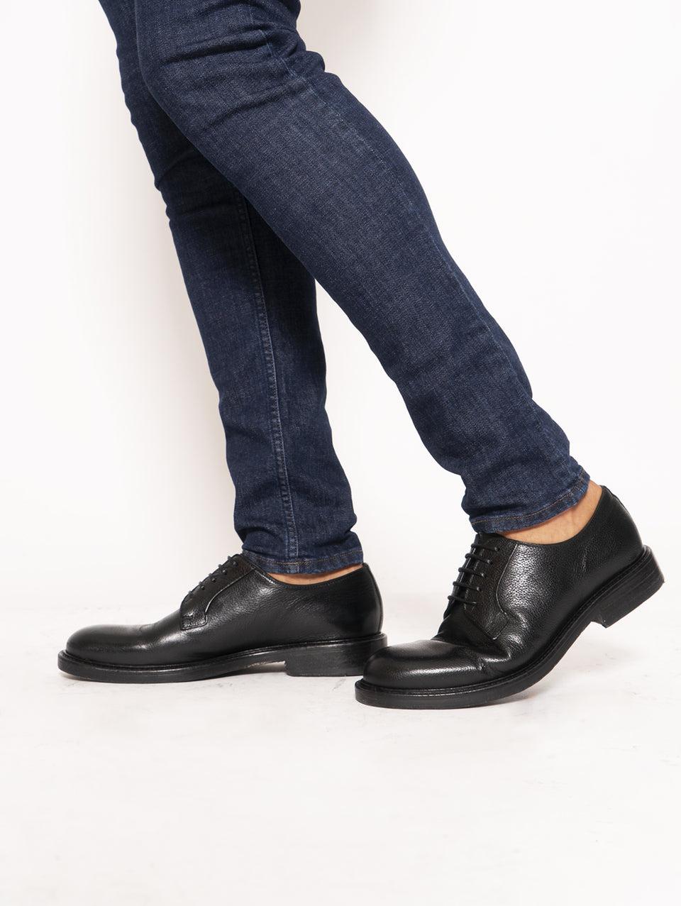 SEBOY'S Derby Classica in Pelle Martellata Nero Italy