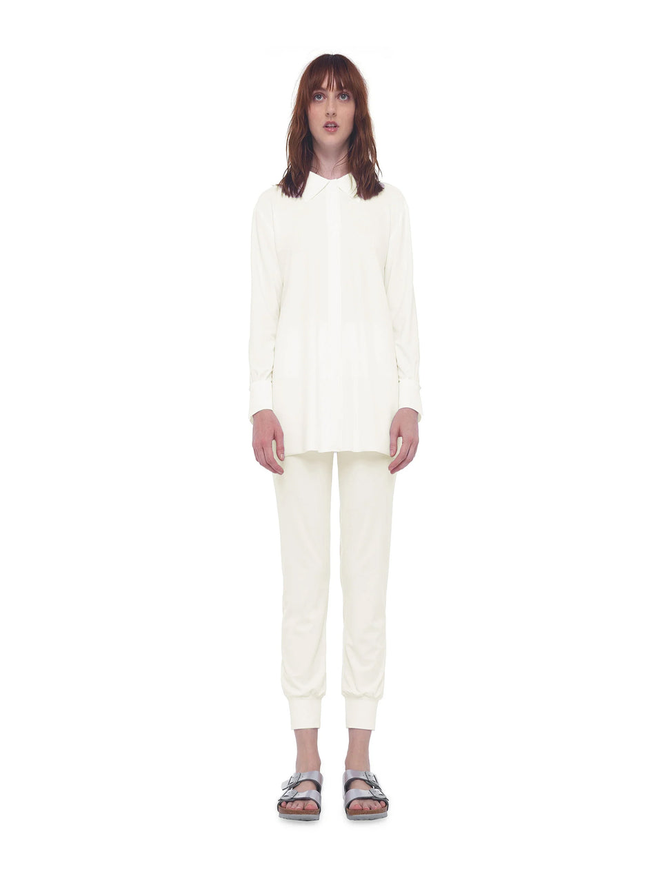 NORMA KAMALI Camicia con Chiusura in Velcro Avorio Soddisfazione Garantita
