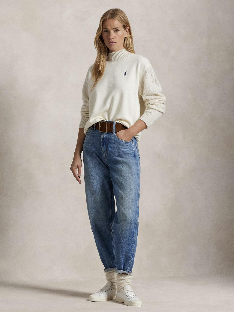 RALPH LAUREN Felpa con Collo Alto Crema Negozi Online