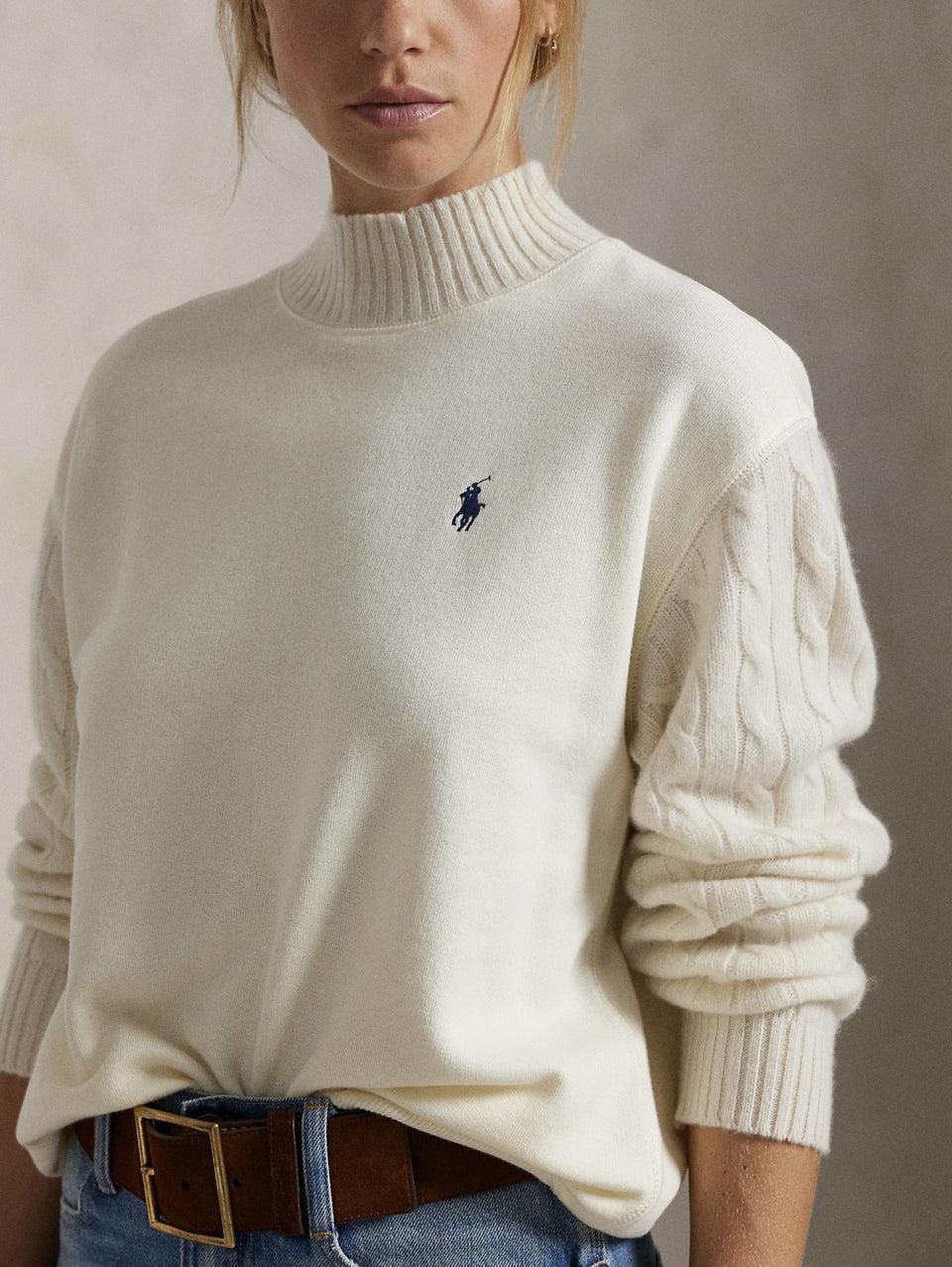 RALPH LAUREN Felpa con Collo Alto Crema Negozi Online