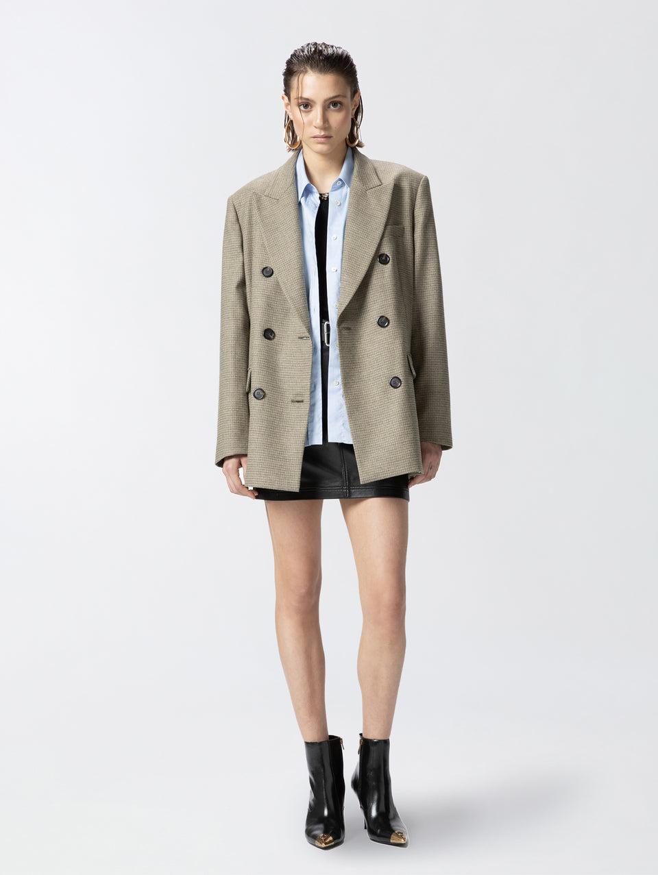 PINKO Blazer Oversize a Micro Quadretti Verde Acquista Ora