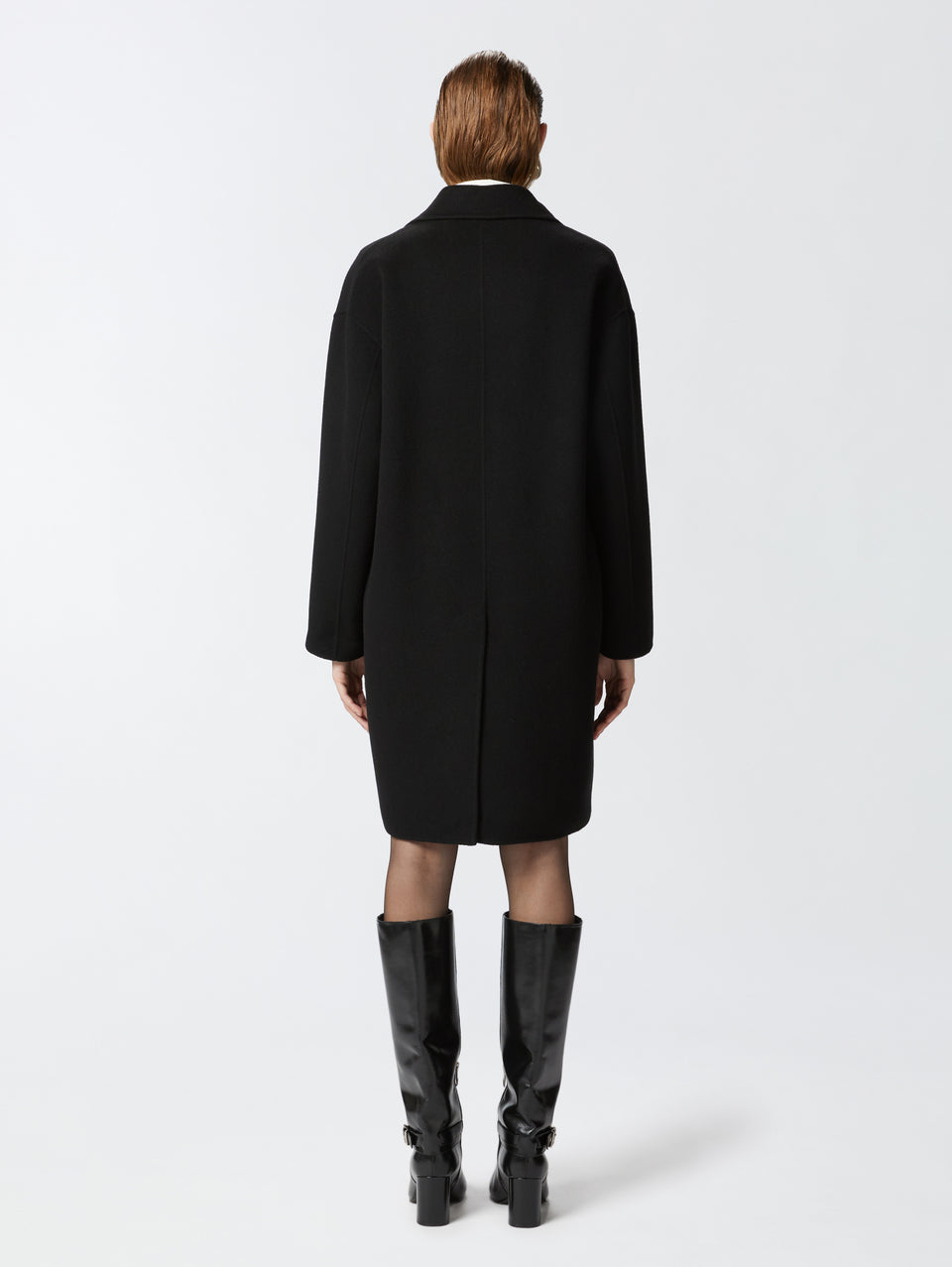 PINKO Cappotto Monopetto in Double di Lana Nero Consegna Veloce