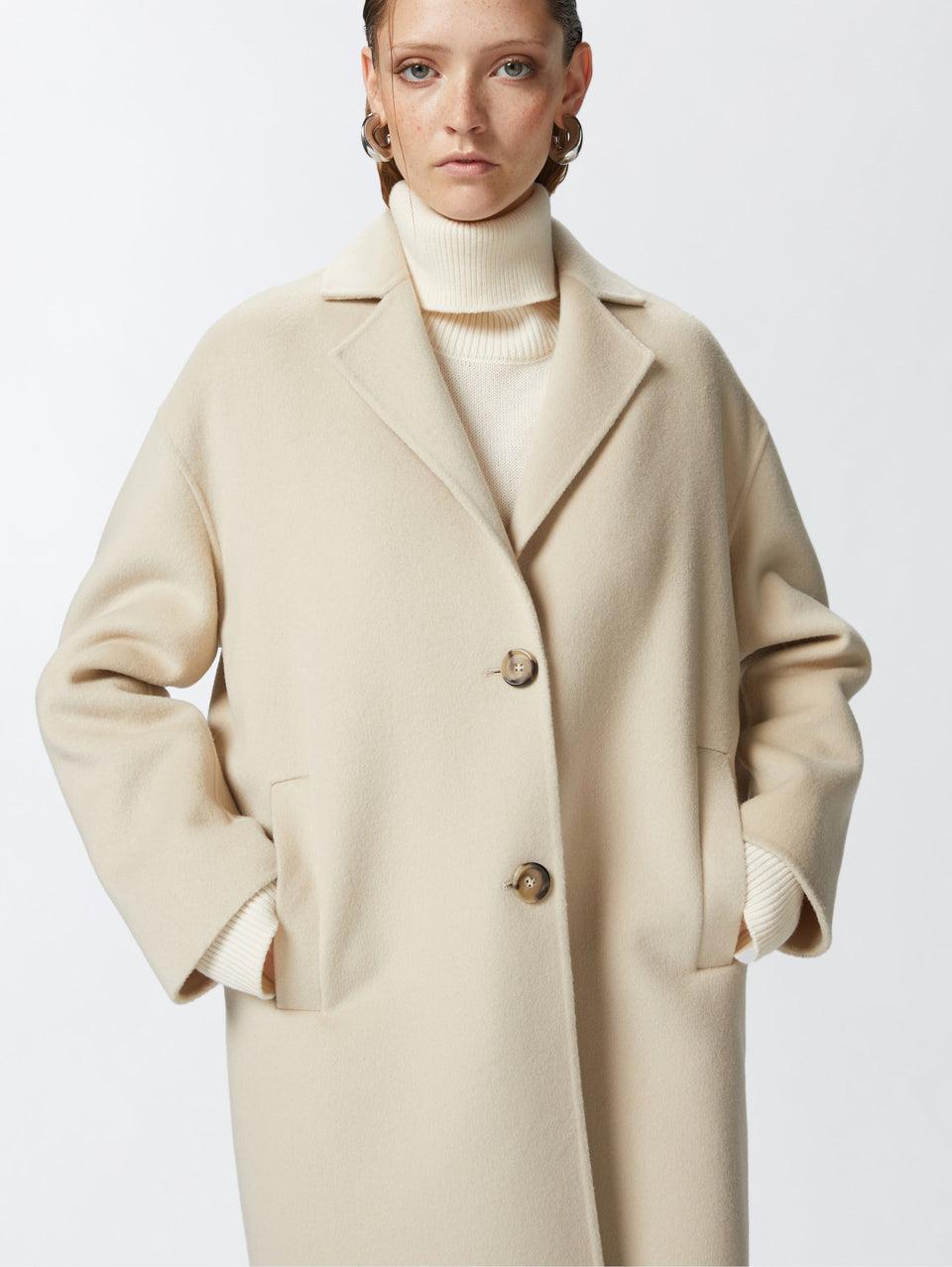 PINKO Cappotto Monopetto in Double di Lana Beige Promozione Limitata