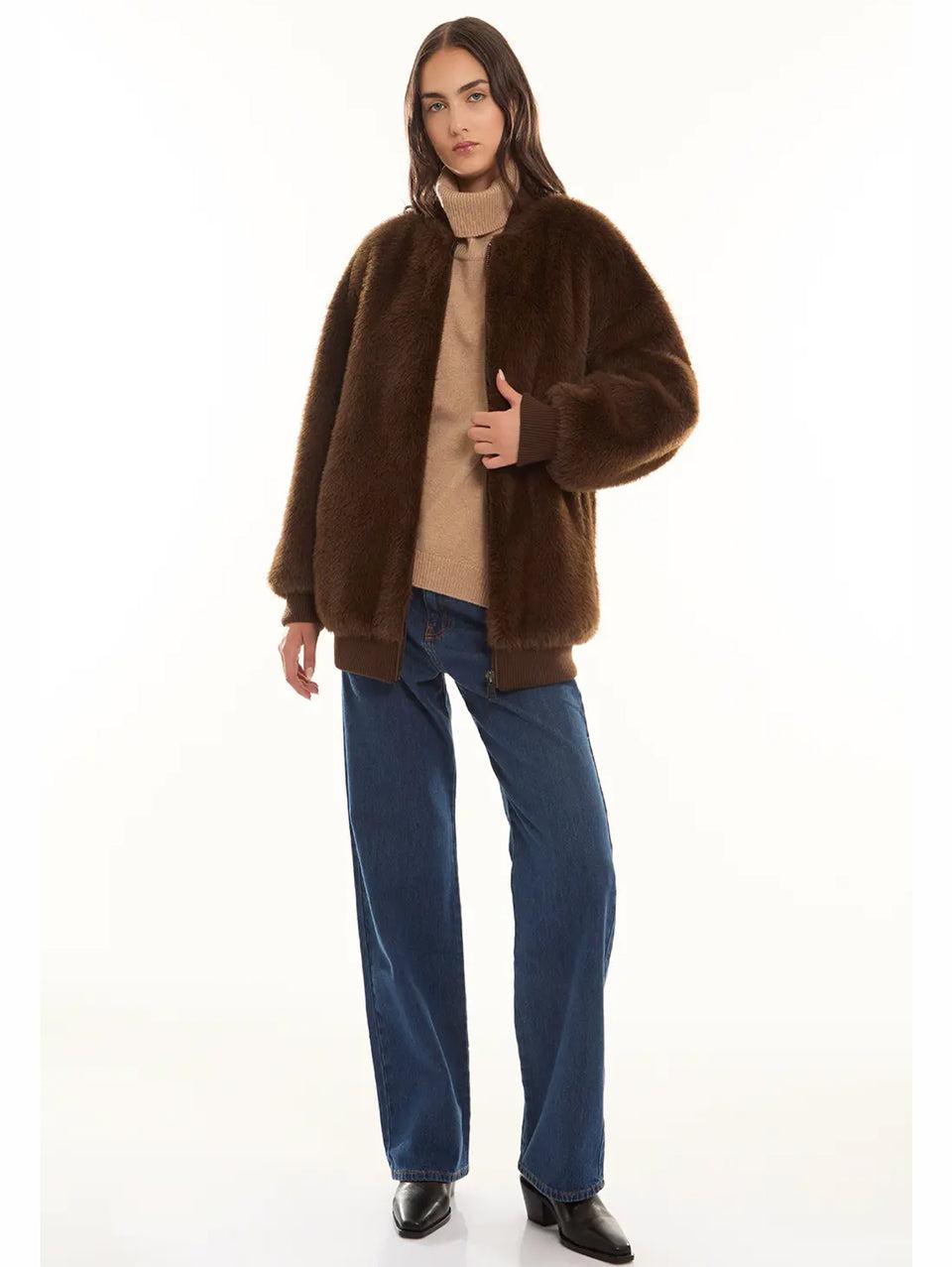 P.A.R.O.S.H. Bomber in Ecopelliccia Marrone Bestseller